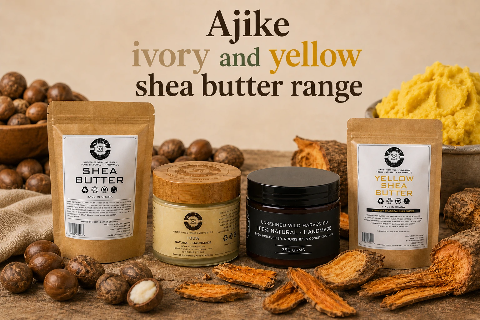 Ajike Ivory and Yellow Shea Butter: Both Wild Harvested in Ghana