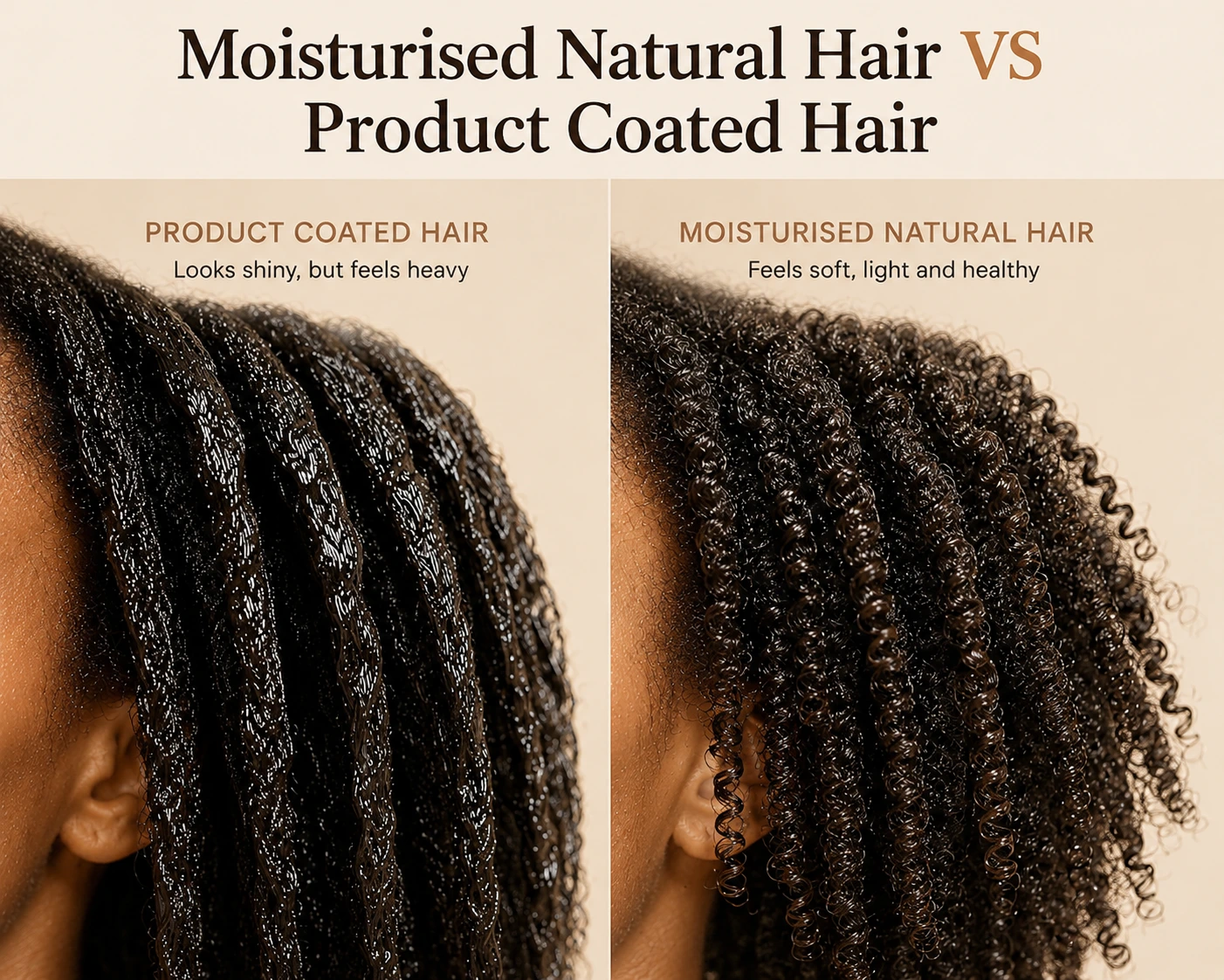 Difference Between Moisturised Hair and Product-Coated Hair