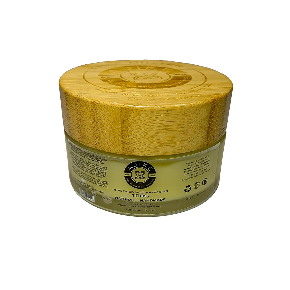 Raw Unrefined Shea Butter Ivory with Lemongrass (Glass Jar with Wooden Lid)